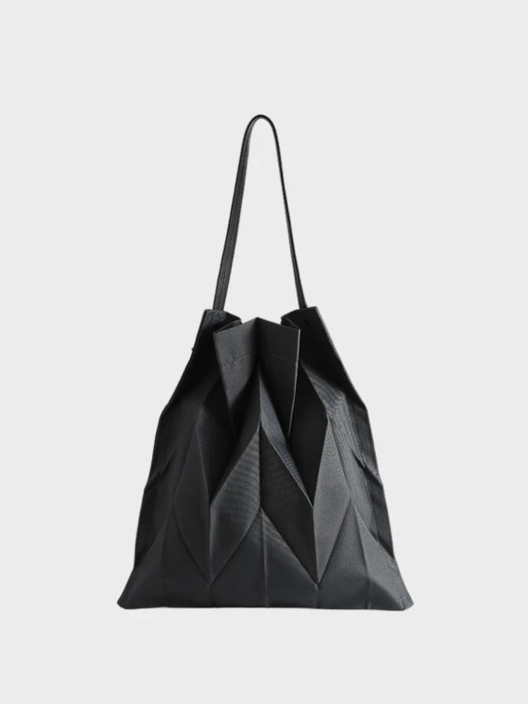 Foufurieux Geometric Pleated Canvas Shoulder Bag for Women