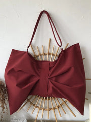Foufurieux Female Canvas Shoulder Bag with Big Bow