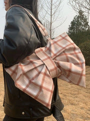 Foufurieux Female Canvas Shoulder Bag with Big Bow