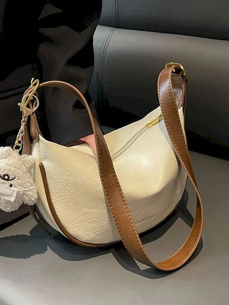 Semicircle Leather Women Shoulder Bag Crossbody Purses Handbag