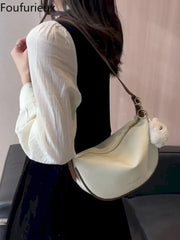 Semicircle Leather Women Shoulder Bag Crossbody Purses Handbag