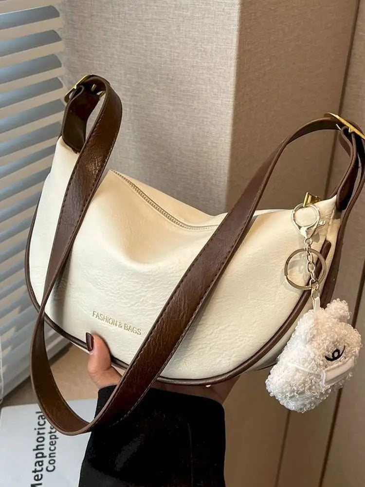 Semicircle Leather Women Shoulder Bag Crossbody Purses Handbag