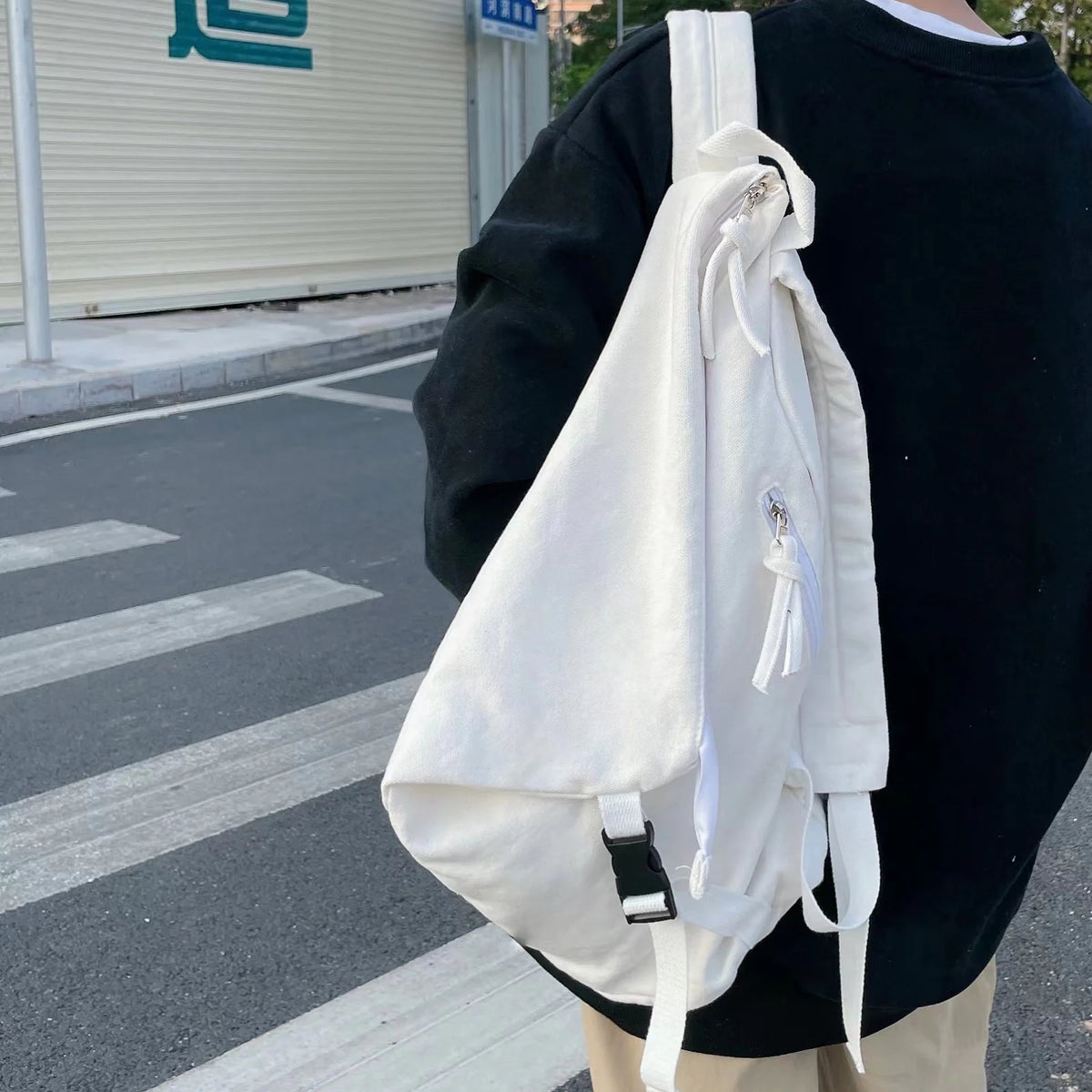 Foufurieux Japanese Canvas Backpack Large Capacity Schoolbag