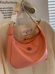 Foufurieux Pink Canvas Shoulder Bag for Woman