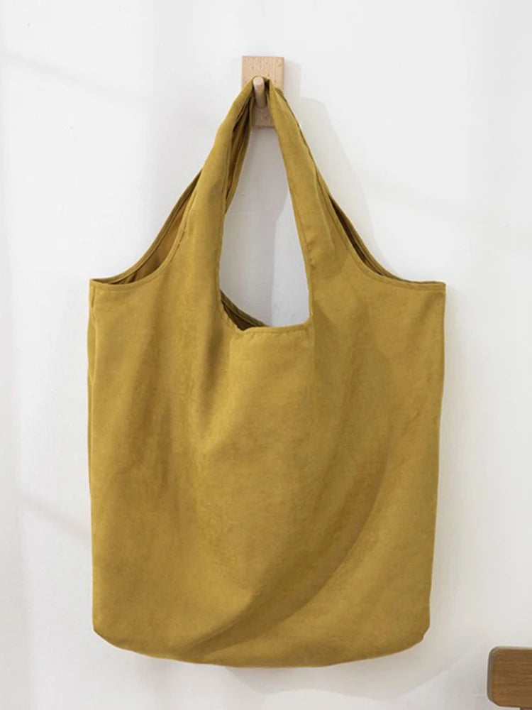 Large Foldable Shopping Bag Suede Handbag Women Harajuku