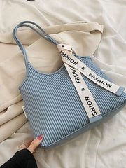 Foufurieux Large-capacity Women Shoulder Bag Pleated Style Tote Bag PU