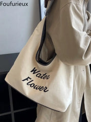 Foufurieux Canvas Shoulder Bag Women Summer Style Tote Bag