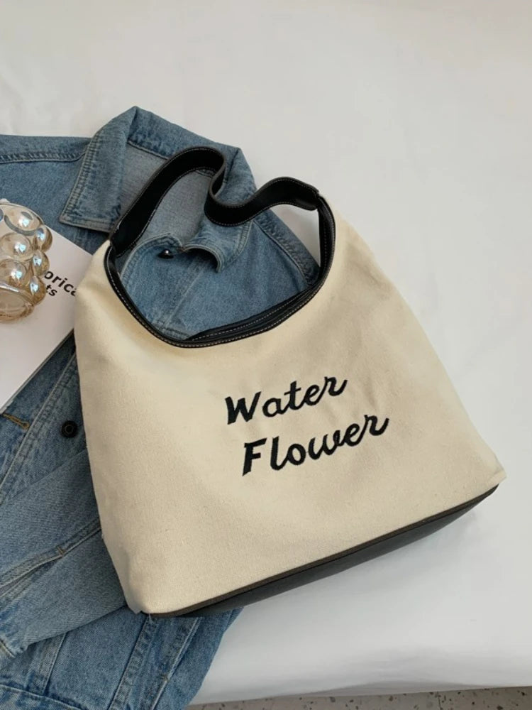 Foufurieux Canvas Shoulder Bag Women Summer Style Tote Bag