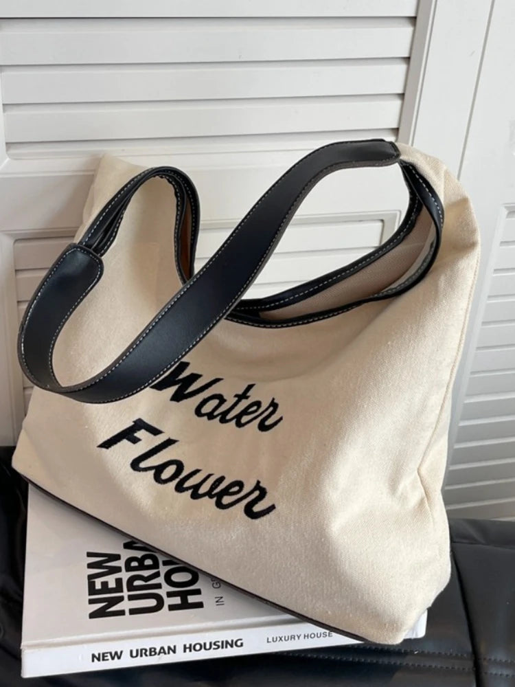 Foufurieux Canvas Shoulder Bag Women Summer Style Tote Bag