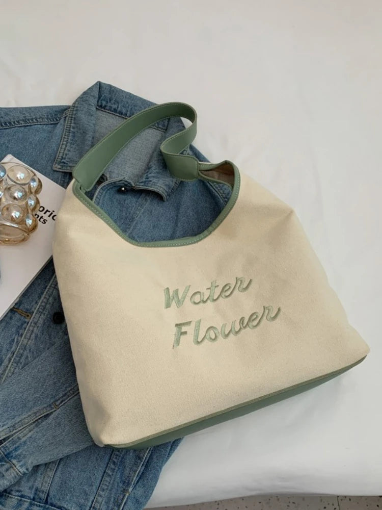 Foufurieux Canvas Shoulder Bag Women Summer Style Tote Bag