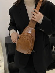 Foufurieux Leather Men Bag Casual Chest Bag Messenger Shoulder Cross Bag