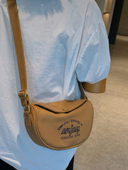 Foufurieux Leather Shoulder Bag Women Wide Strap Cowhide Messenger