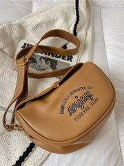 Foufurieux Leather Shoulder Bag Women Wide Strap Cowhide Messenger