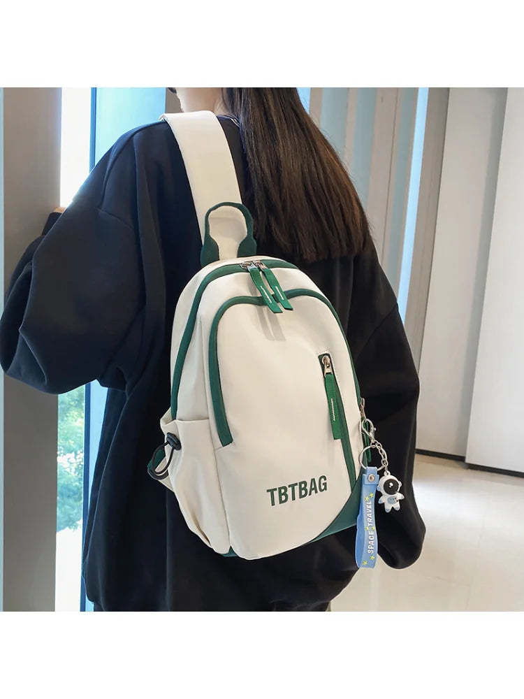 Large Capacity Vertical Zipper Schoolbag Waterproof Nylon Backpack
