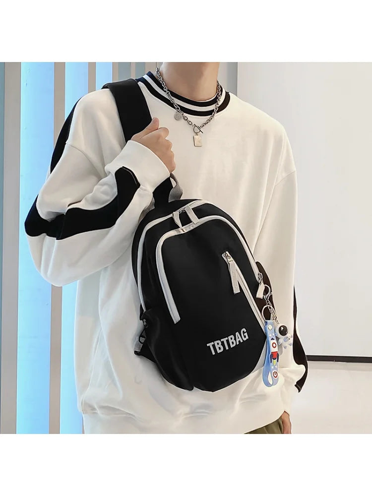 Large Capacity Vertical Zipper Schoolbag Waterproof Nylon Backpack