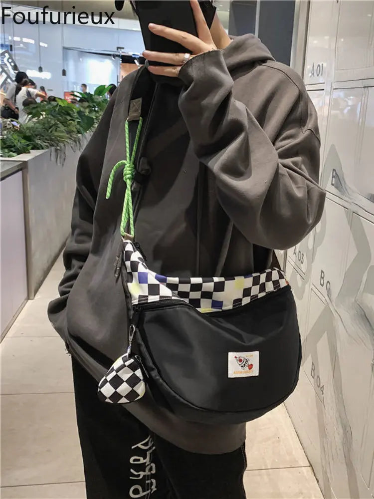 Japanese Casual Men's Shoulder Bag Student Dumpling Bag