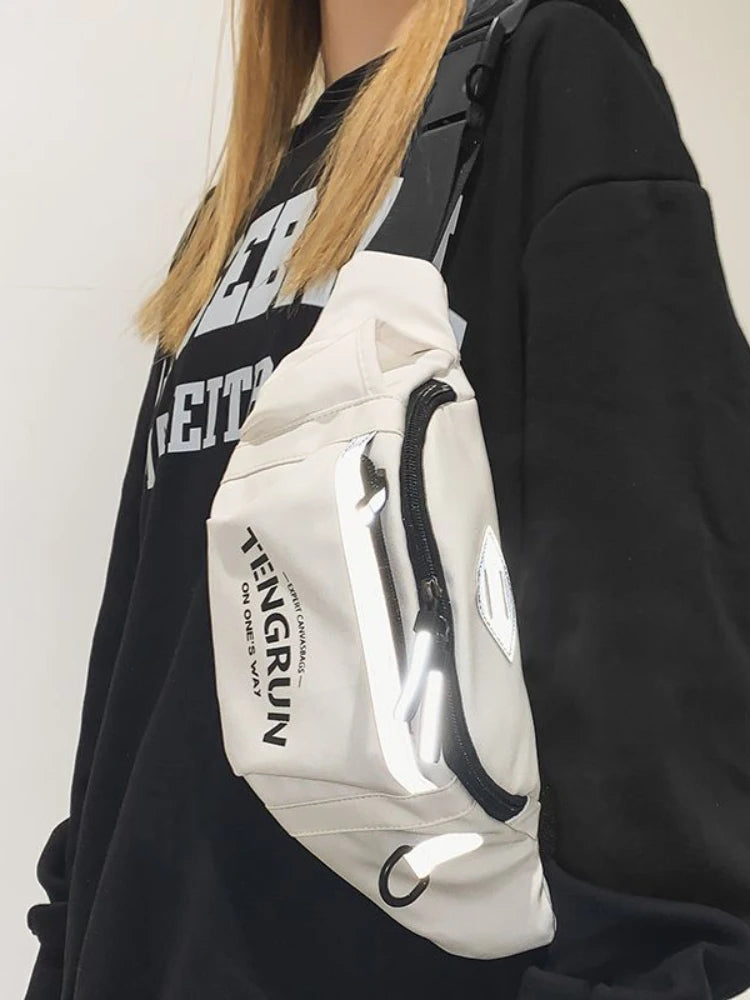 Nylon Reflective Chest Pack Waist Bag for Travel Crossbody