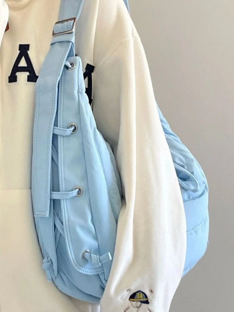 Foufurieux Soft Cotton Filled Ox Horn Tramp Bag Female Casual Women Bags