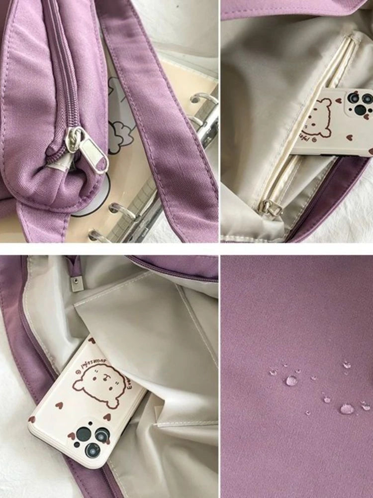 Foufurieux Solid Women Purses Handbags Soft Canvas Shoulder Messenger Bags