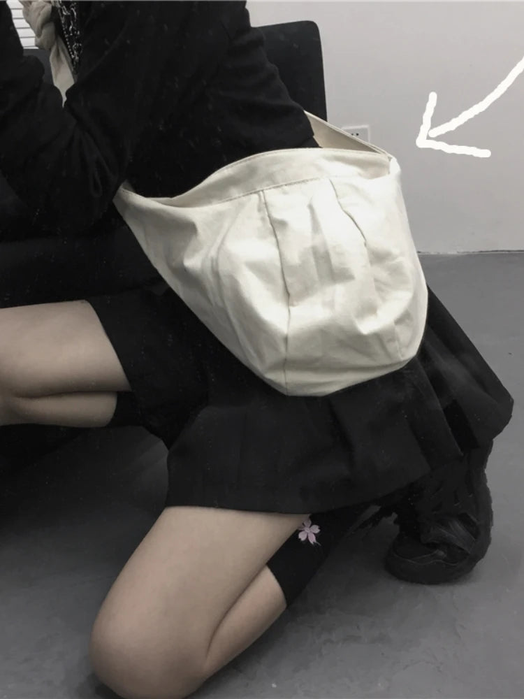Vintage Knotted Bandage Bag Lady Canvas Bag Student Art Retro Dumpling Bag