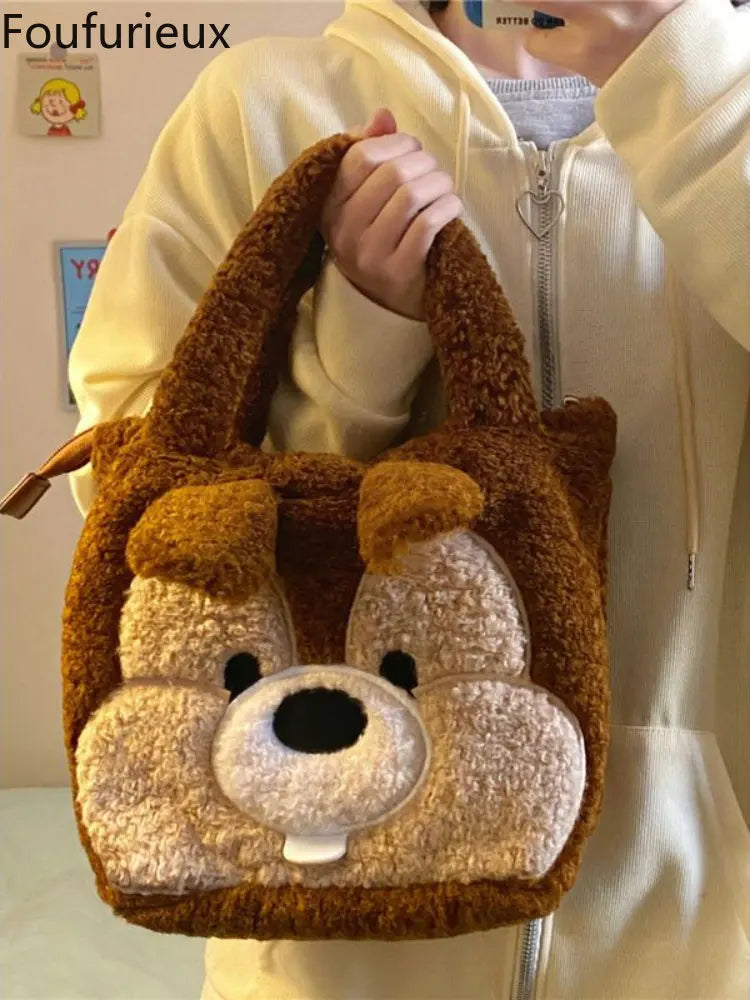 Winter Chestnut Squirrel Plush Bag Women Handbag Fanny Pack