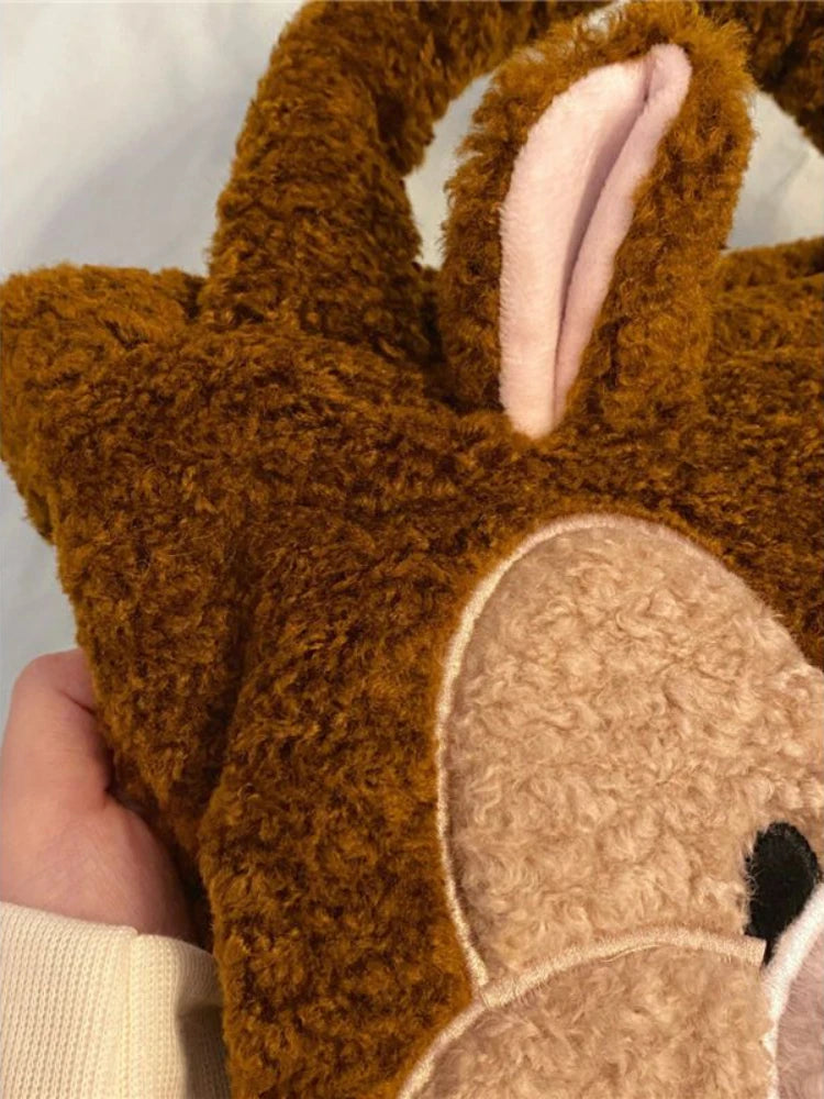 Winter Chestnut Squirrel Plush Bag Women Handbag Fanny Pack