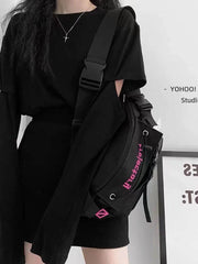 Foufurieux Waist Pack Letter Printed Chestbag Texture One Shoulder Crossb