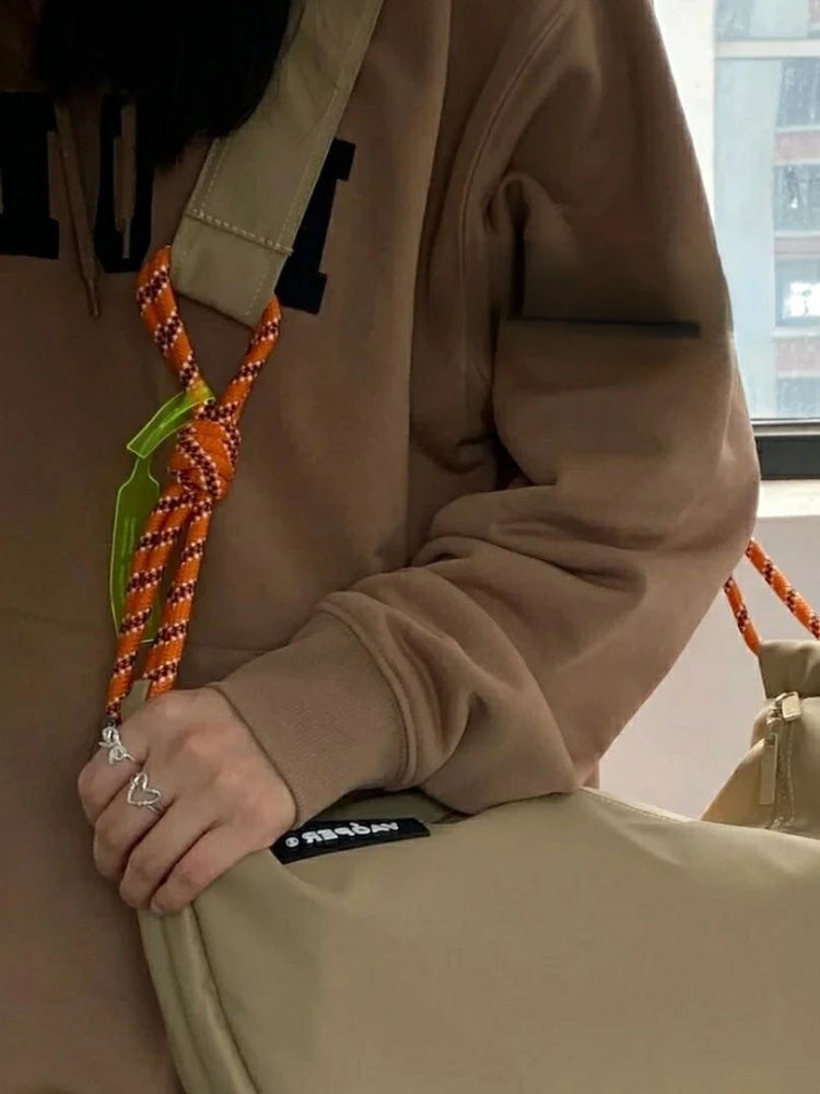 Foufurieux Nylon Bucket Shoulder Bag Purse Tote Y2k