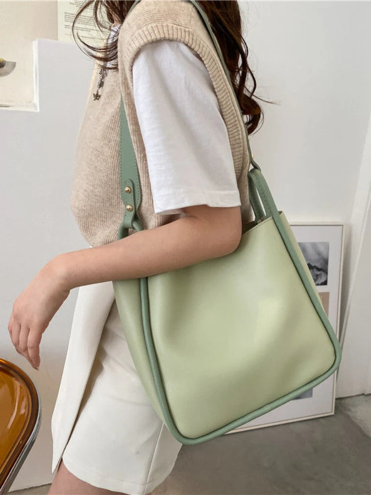 Foufurieux Women Summer Large Capacity Green Tote Shoulder Bag