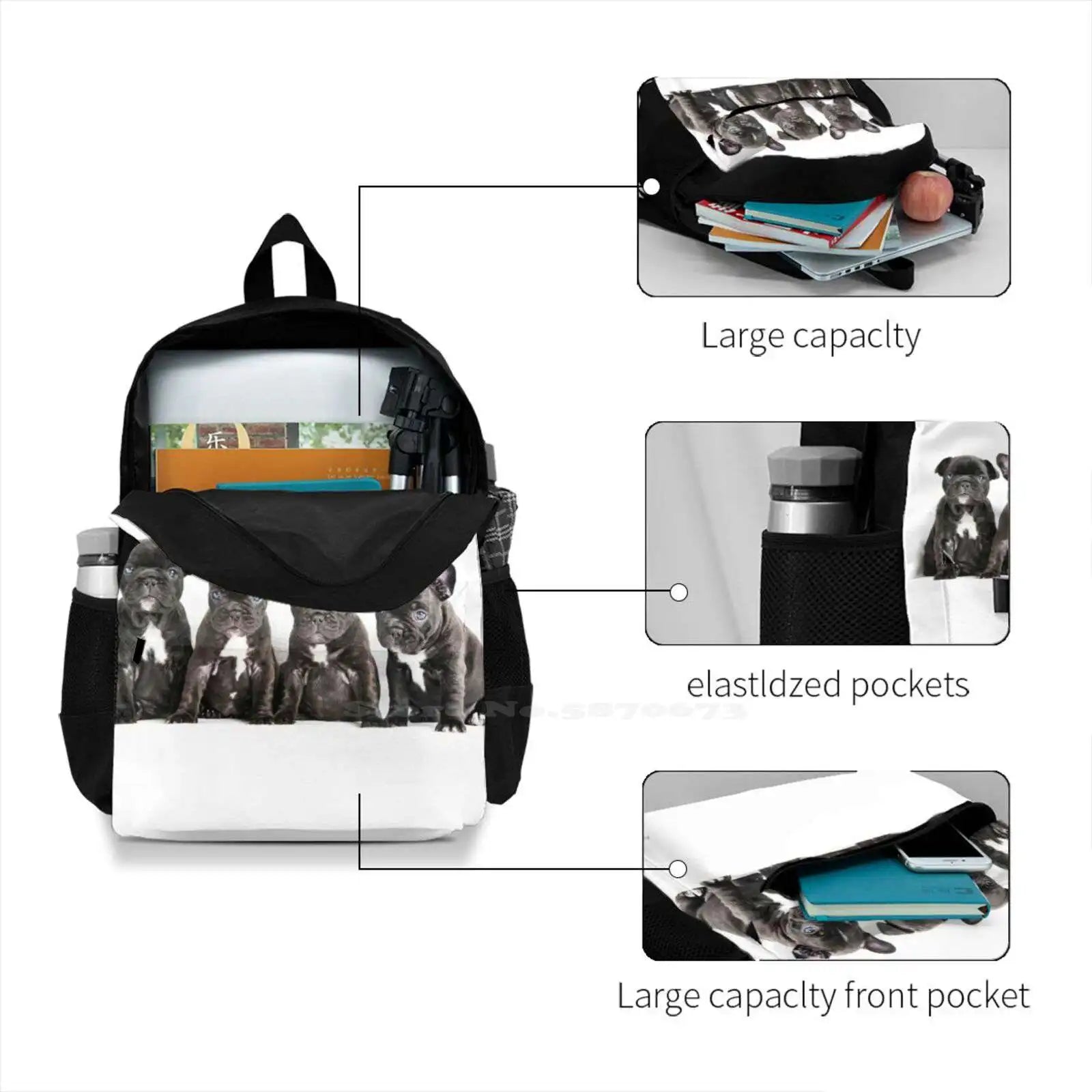 Frenchies Bags Travel Laptop Backpack Frenchie Posing French Bulldog