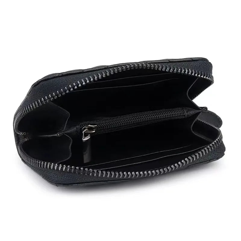 Four Seasons Lingge Zero Wallet PU Leather Zipper Clip