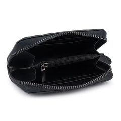 Four Seasons Lingge Zero Wallet PU Leather Zipper Clip
