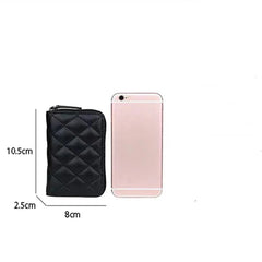 Four Seasons Lingge Zero Wallet PU Leather Zipper Clip