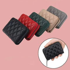 Four Seasons Lingge Zero Wallet PU Leather Zipper Clip