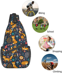 Fox Foxes Sling Backpack Crossbody Shoulder Bag for Men Women