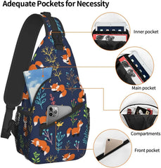 Fox Foxes Sling Backpack Crossbody Shoulder Bag Chest Dayp