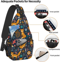 Fox Foxes Sling Backpack Crossbody Shoulder Bag for Men Women