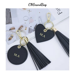 Saffiano Leather Keychain Bag Charm Tassel Pendant