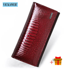 Leather Women's Wallets Long Double Zipper Clutch Money Bag Purse