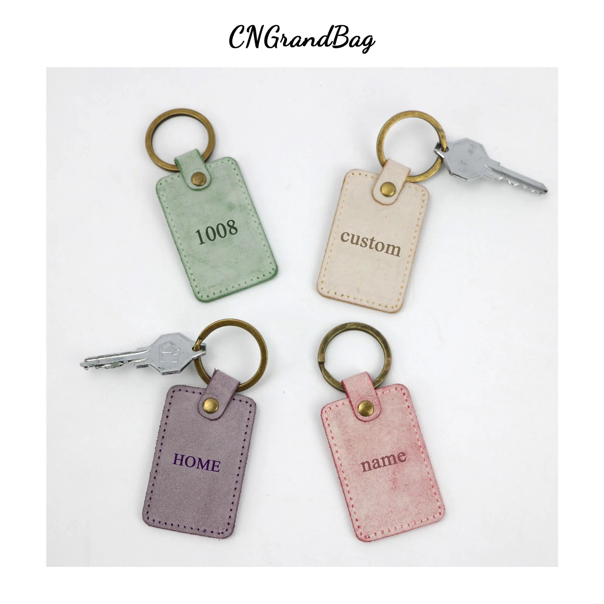 Personalized Leather Key Holder Letter Keyring