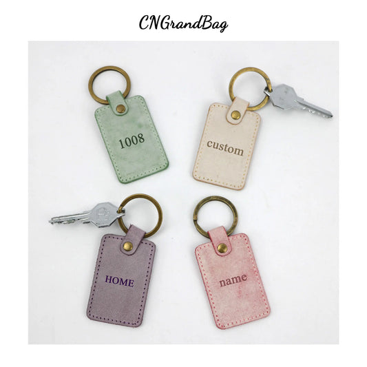 Personalized Leather Key Holder Letter Keyring