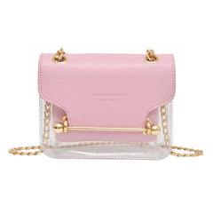 2020Women Small Square Shoulder Bag Clear Transparent PU Composite