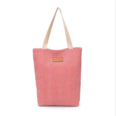 Summer Striped Canvas Beach Tote Bag