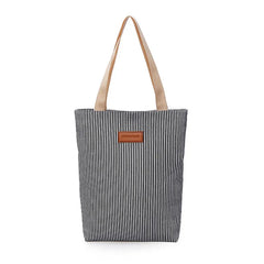 Large Striped Canvas Tote Beach Bag, Summer Shoulder Handbag