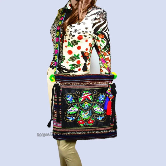 Vintage Ethnic Shoulder Hobo Hippie Floral Purse Bag