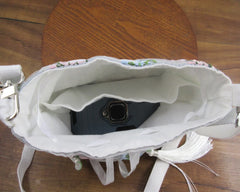 Vintage Ethnic Hippie Bohemian Embroidery Floral Strawstring Shoulder Bag