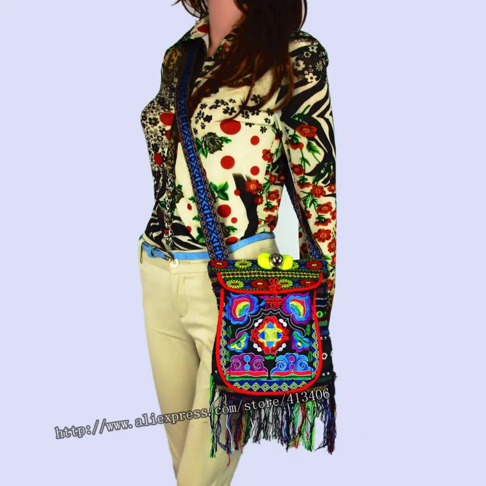 Vintage Hmong Tribal Ethnic Boho Shoulder Bag Embroidery Tapestry 005