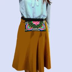 Vintage Hmong Tribal Ethnic Embroidery Waist Bags Women Waist Pack Bags