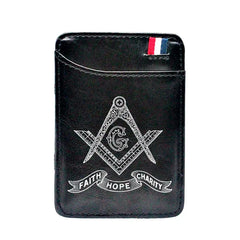 Freemasonry Faith Hope Charity Symbol Leather Magic Wallet