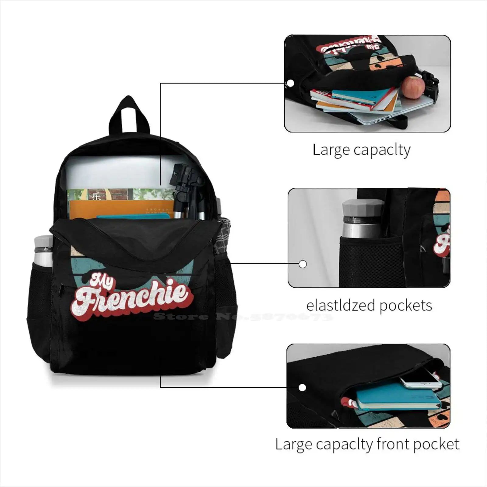 French Bulldog Love Is In The Air Backpack For Student School Laptop Travel Bag